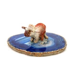 Made in Peru Carved Dolomite Triceritops Fetish Figurine